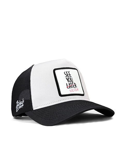BlackBörk See You Later Never Logolu Siyah-Beyaz Trucker Şapka