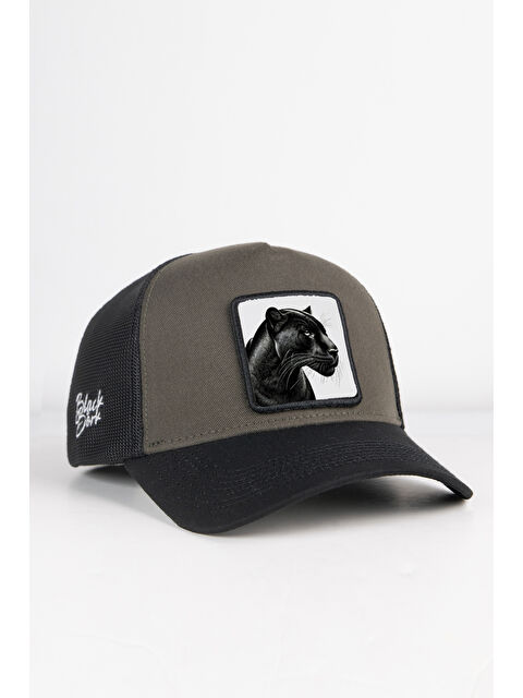 BlackBörk Panter Logolu Siyah-Haki Trucker Şapka