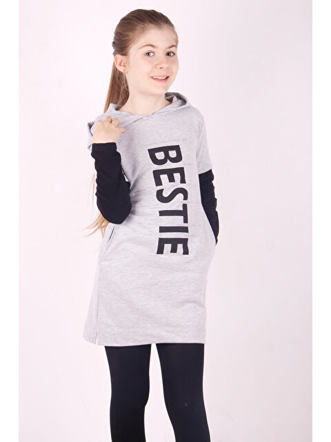 Toontoykids Kız Çocuk Bestie Baskılı Kapüşonlu Elbise - S000501987-6354