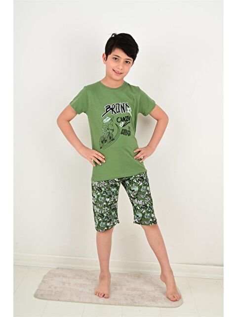 Vitmo Erkek Çocuk Kapri Pijama Takımı Bronx Crazy Yeşil - S000332879-18194