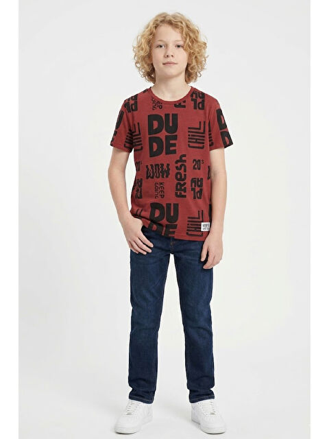 Modanino Erkek Çocuk Yazı Görselli - Geniş Kesim T-Shirt 8-12 Yaş 12557 - S000531248-18657