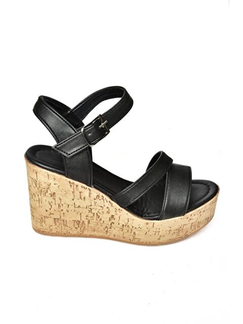 Fox Shoes S9960612 Siyah Kadın Dolgu Topuklu Ayakkabı - S000168889-19351