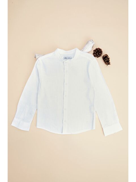 Fullamoda %100 Pamuk Keten Görünümlü Erkek Çocuk Gömlek - S000527994-20063