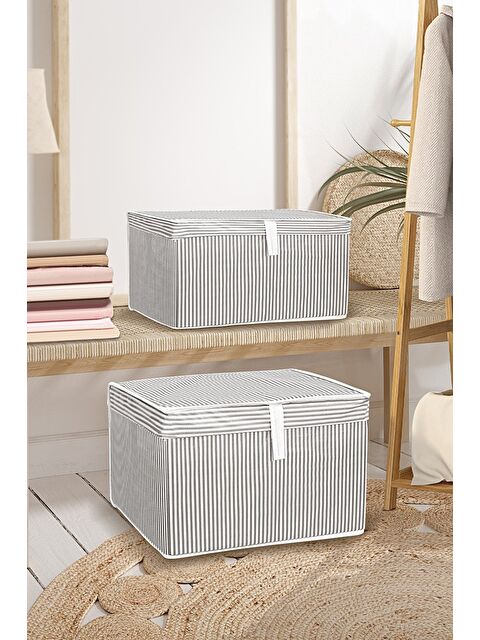 Meleni Home 2'li Kapaklı Hurç Saklama Kutusu 40x30x26 cm