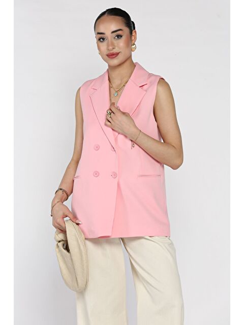 Gülseli Kruvaze Yaka Astarlı Kadın Yelek - S000399347-20024