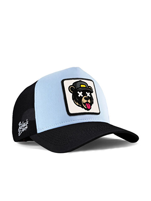 BlackBörk Ayı Logolu Siyah-Buz Mavi Trucker Şapka