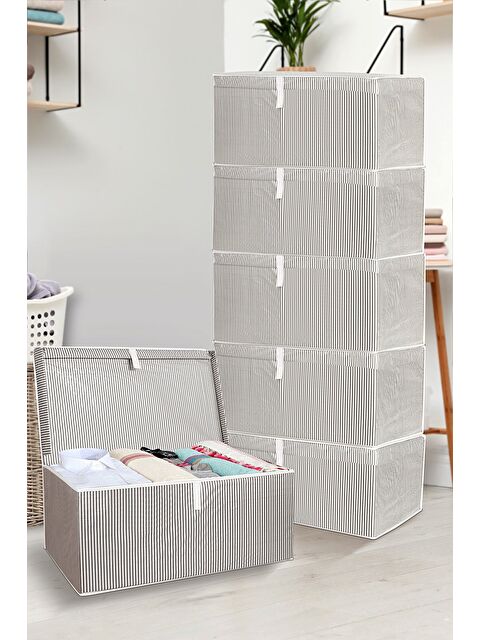 Meleni Home 6 Adet Kapaklı Hurç Saklama Kutusu 70x40x30 cm