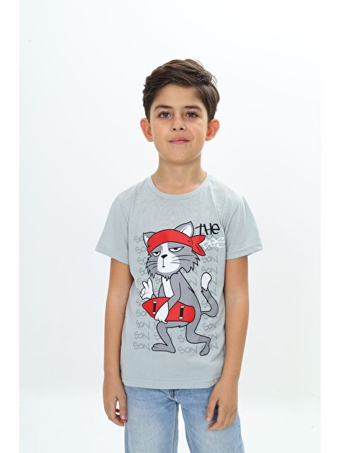 Toontoykids Erkek Çocuk Kaykay Kedi Baskılı Tişört - S000346070-29460