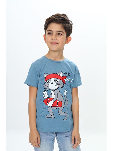 Toontoykids Erkek Çocuk Kaykay Kedi Baskılı Tişört - S000346070-23370