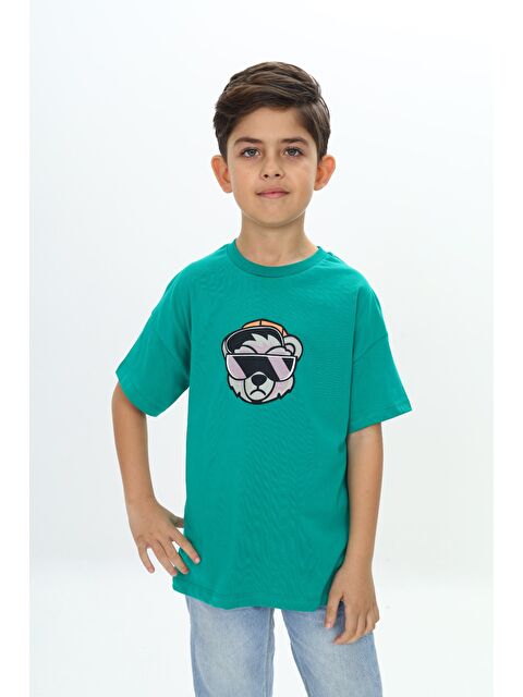 Toontoykids Erkek Çocuk Şapkalı Ayı Baskılı Tişört - S000346073-19416