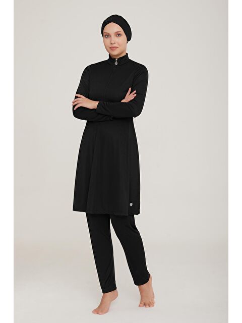 Rozamay Likralı Tam Kapalı Tesettür Mayo Maysız Düz 9020 Siyah - S000149213-19351