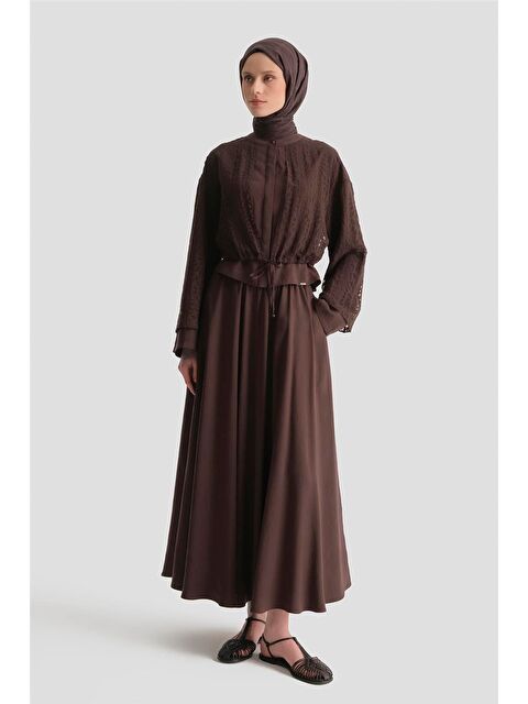 ARMİNE Desenli Kupra Takım Acı Kahve - S000498057-28102