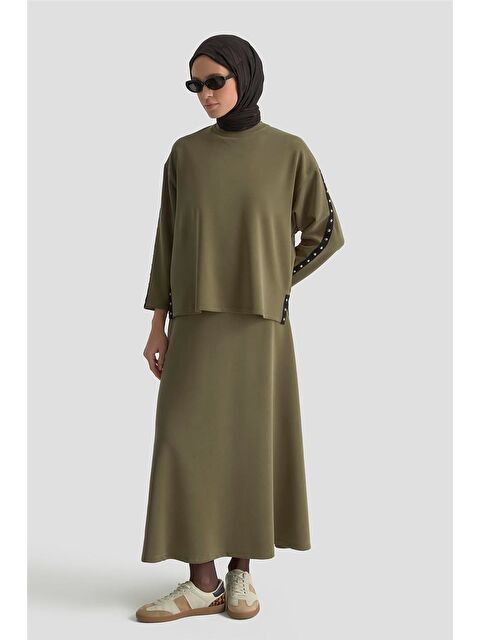 ARMİNE Şeritli Örme Takım 25Kd1163 Haki - S000498063-18547