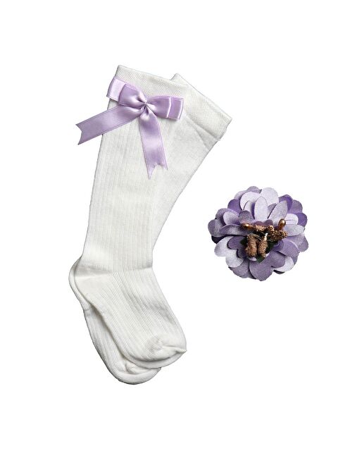 Yami Mia Kurdela Detaylı Kız Çocuk Çorap & Gül Detaylı Toka - S000149215-17878