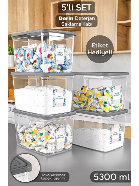 Meleni Home 5'li Mega Boy Etiketli Deterjan Saklama Kutusu 5,3 l