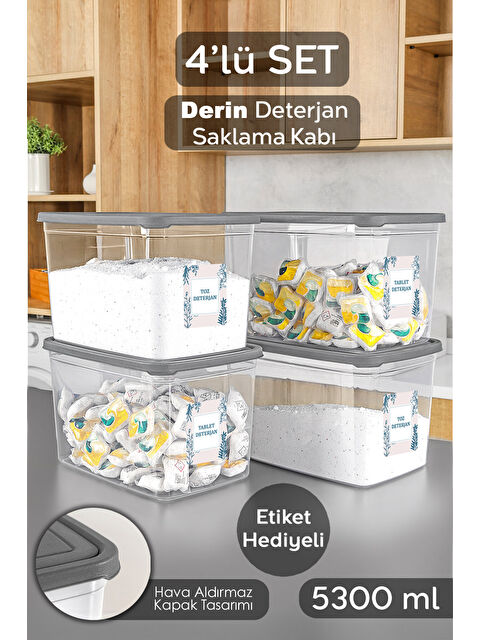 Meleni Home 4'lü Mega Boy Etiketli Deterjan Saklama Kutusu 5,3 l