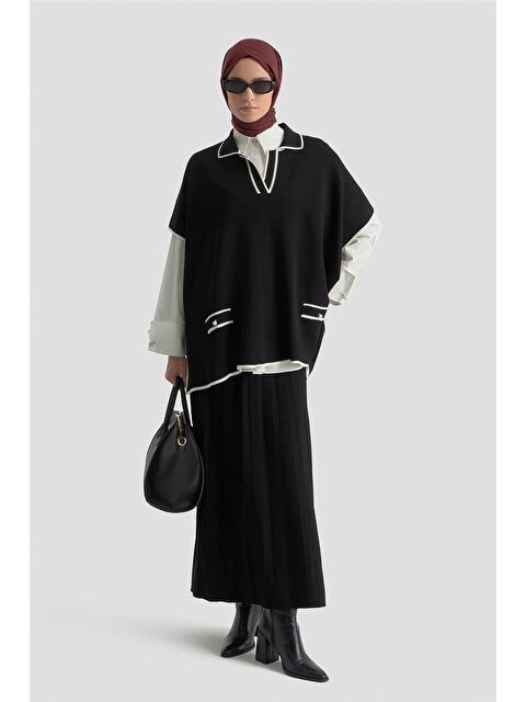 ARMİNE İnci Detaylı Pelerinli Etek Takım 25Kd6020 Siyah - S000498081-19351