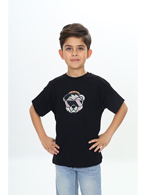 Toontoykids Erkek Çocuk Şapkalı Ayı Baskılı Tişört - S000346073-19351