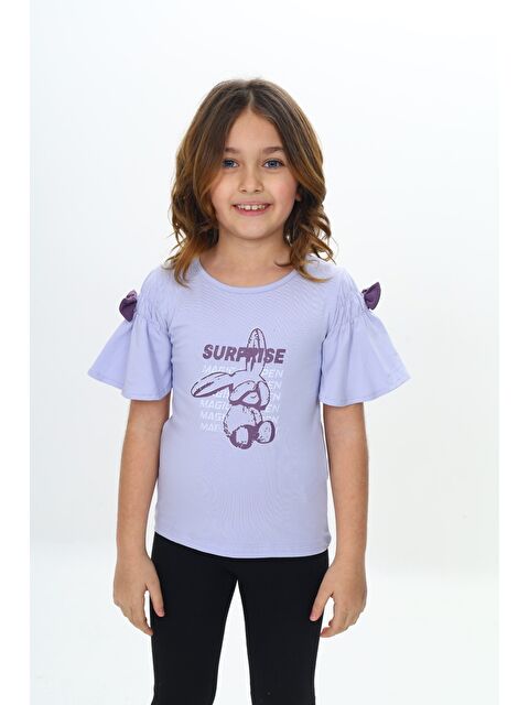 Toontoykids Kız Çocuk Fiyonklu Tavşan Baskılı Tişört - S000346074-23370