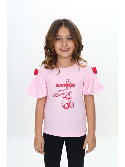 Toontoykids Kız Çocuk Fiyonklu Tavşan Baskılı Tişört - S000346074-20020