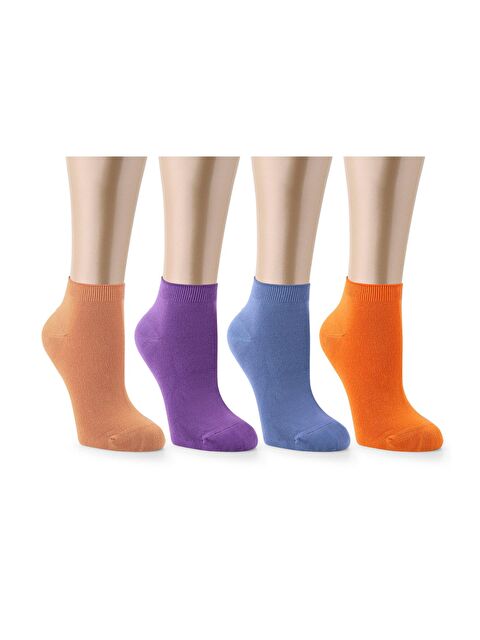 Ozzy Socks 4 Çift Bambu Kadın Dikişsiz Patik Çorap 4 Mevsim Dayanıklı Topuk Ve Burun Açık renkler