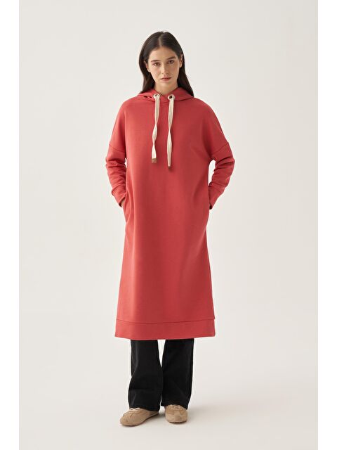 ALLDAY Gül-Kuşgözlü Kapüşonlu Cepli Elastanlı Uzun Sweat - S000500696-37291