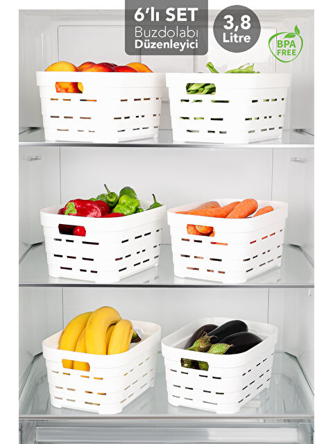 Meleni Home 6 Adet Delikli Buzdolabı Düzenleyici 3,8 l