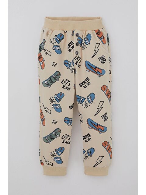 Breeze Erkek Çocuk Eşofman Altı Kaykay Zamanı Düğme Aksesuarlı Krem (2-6 Yaş)