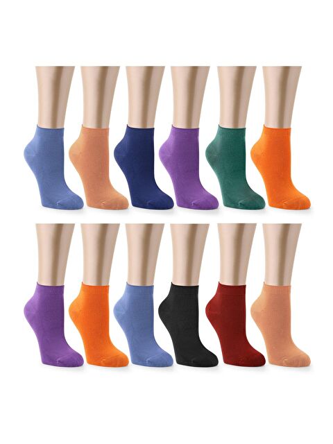 Ozzy Socks 12 Çift Bambu Kadın Dikişsiz Patik Çorap 4 Mevsim Dayanıklı Topuk Ve Burun Açık renkler