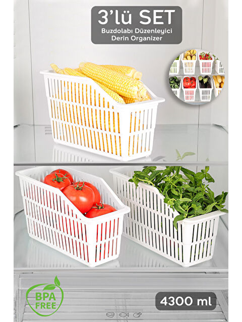 Meleni Home 3 Adet Meyve Sebze Sepeti