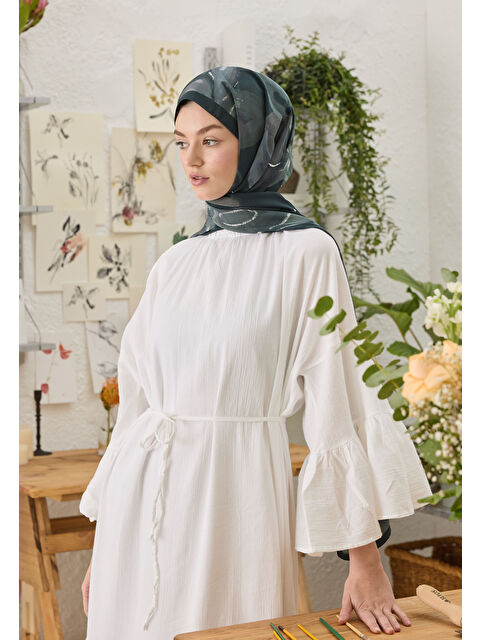 Fresh Scarfs Dark Garden Desen Şal Koyu Mint - S000458316-34927