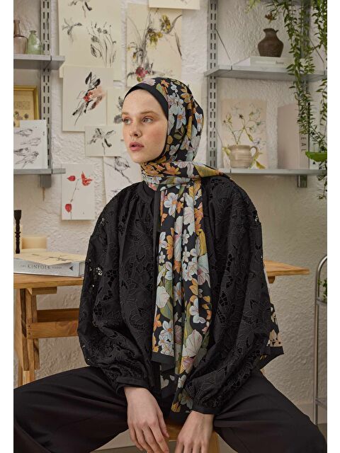 Fresh Scarfs Arya Desen Şal Siyah - S000458317-19351