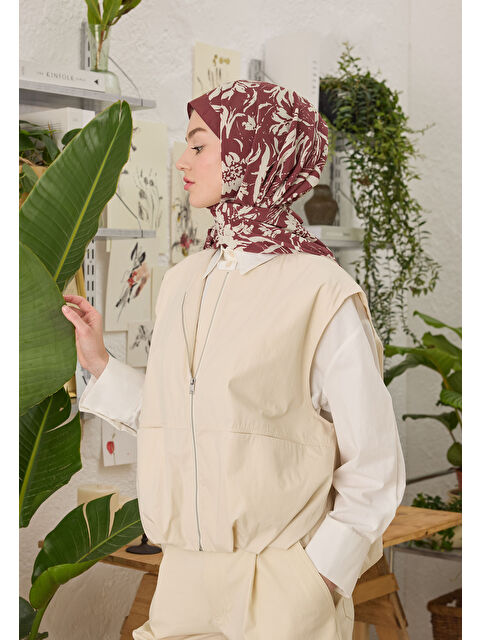 Fresh Scarfs Vıolet Desen Şal Bordo - S000458318-19951