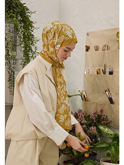 Fresh Scarfs Vıolet Desen Şal Hardal - S000458318-7379