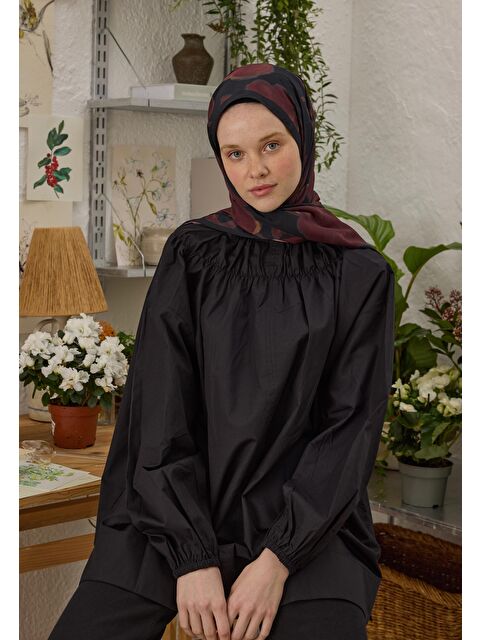 Fresh Scarfs Dark Flower Desen Şal Bordo - S000458321-19951