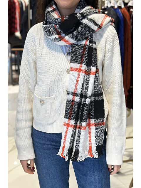 Remsa Ekose Desenli Atkı Omuz Şalı 60x180 cm 1263 Siyah - S000311677-19351