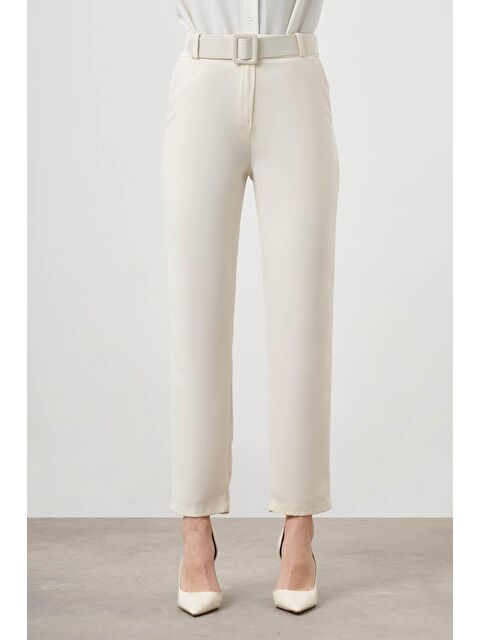 Mizalle Hazır Kemerli Ekru Pantolon - S000178234-19965