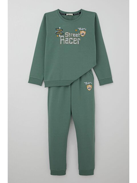 Breeze Erkek Çocuk Eşofman Takımı Sokak Yarışçısı Nakış Baskılı Petrol Yeşili (4-8 Yaş) - S000501811-20017