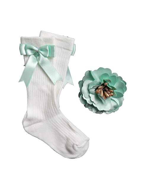 Yami Mia Kurdela Detaylı Kız Çocuk Çorap & Gül Detaylı Toka - S000149215-20055