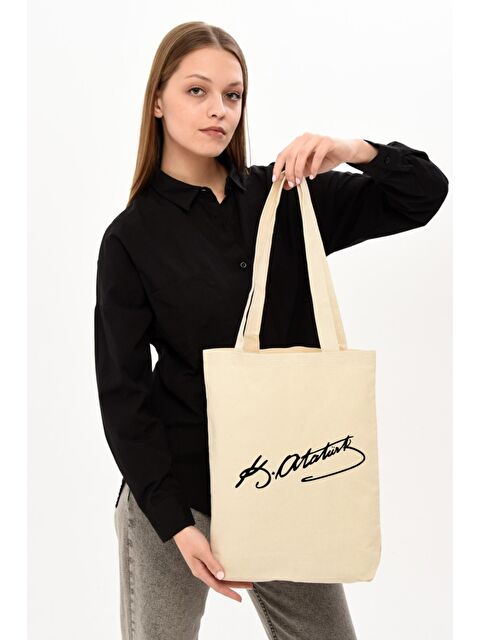 Bagg Kanvas Atatürk İmzası Baskılı Bez Çanta - S000149220-19966