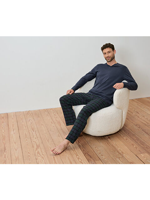 Tchibo Erkek Pijama Takımı Flanel, Mavi/Kareli - S000486348-17234