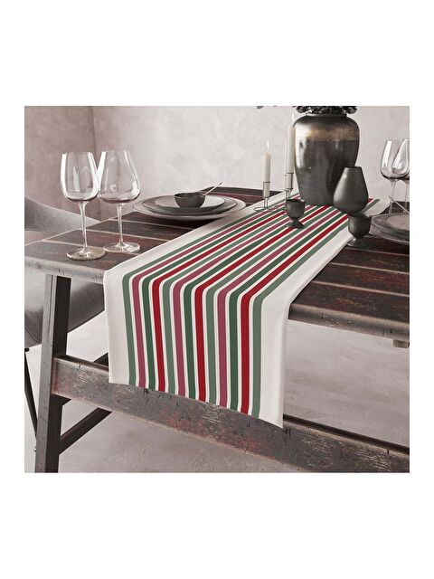 Asdiva Sade Modern Tasarımlı Çizgi  Desen Dijital Baskılı 45x140 Dekoratif Runner - S000383487-37469