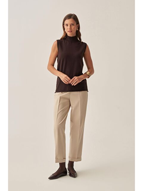 ALLDAY Kahve-Yarım Balıkçı Kolsuz Kazak - S000500706-19413