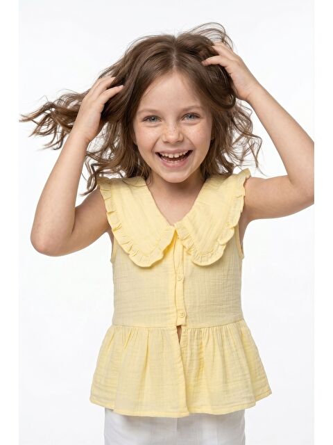 Fullamoda Fırfırlı Bebe Yaka Müslin Kumaş Kız Çocuk Gömlek - S000528005-20072