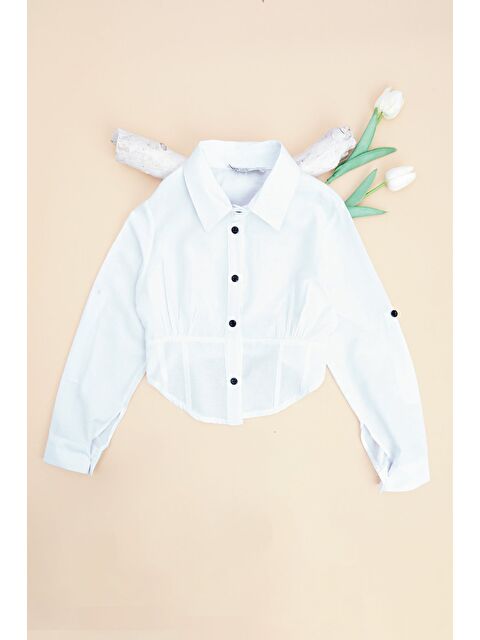 Fullamoda Basic Beli Gipeli Crop Kız Çocuk Gömlek - S000527995-20063