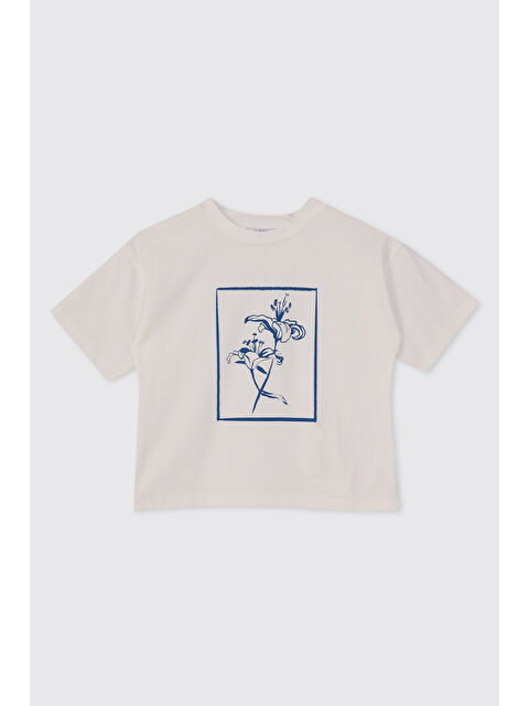 Panço Kız Çocuk Kısa Kollu Beyaz Tişört - S000514568-20063