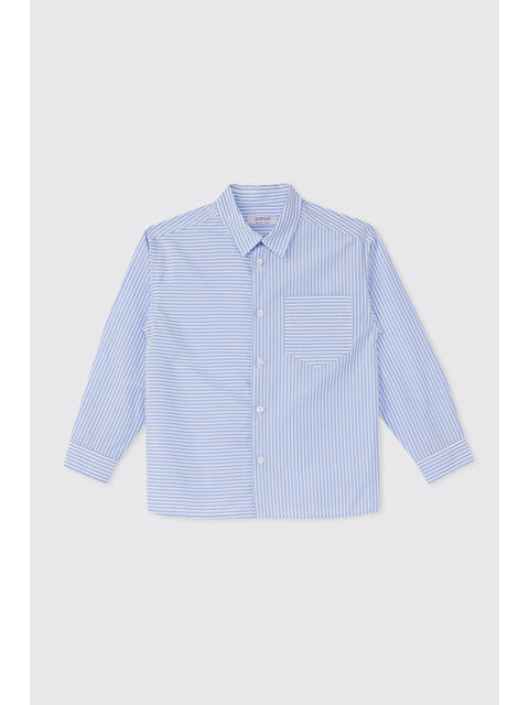 Panço Erkek Çocuk Çizgili Mavi Gömlek - S000514570-17234