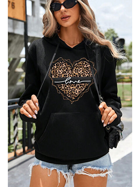 uyguntarz Kalp Baskılı Oversize Sweatshirt - S000283705-19351