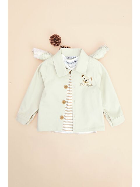 Fullamoda %100 Pamuk Ayıcık Baskılı Çizgili Erkek Çocuk 2 Li Takım - S000521230-19928