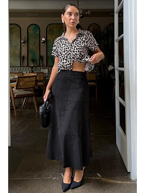 Madmext Siyah Süet Uzun Etek Mg2549 - S000440020-19351